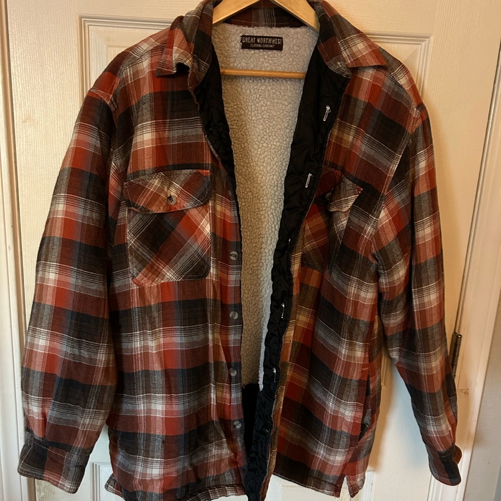 Great Northwest Clothing Company Red and Black Lightweight Shirt Jacket